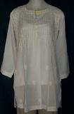White Cotton Embroidered Tunic Top Shirt Blouse Size Medium #461